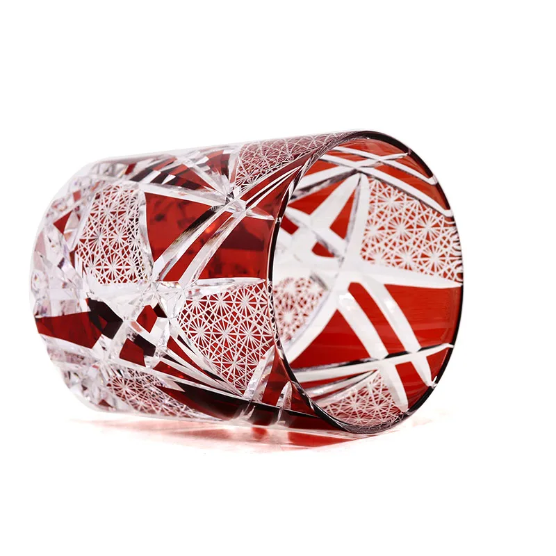 Delicate Glasses 270ml Edo Kirik oGift Package Exquisite Hand Cut To Clear Red Crystal Drink Water Glass Whiskey Cup Wine Glass