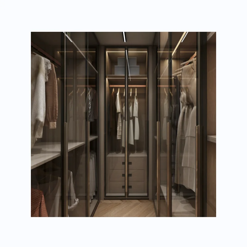Современный роскошный шкаф от пола до потолка со стеклянной дверью модульный гардероб для прогулок в спальню органайзер