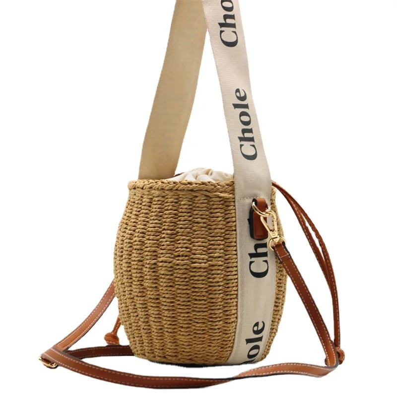 2021 Newest Designs Summer Beach Bucket Bag Hollow Basket Straw Bag