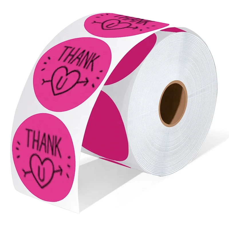 High Quality Customizable Circular Thermal Labels 2x2 White Green Blue Yellow Orange; Factory Custom Printing Unique Shape Color