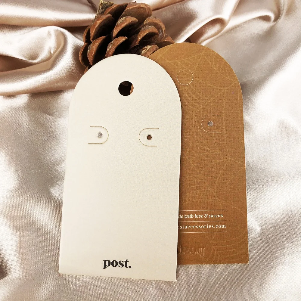 round shape paper jewelry tags with ear hole hang tag string printing logo garment paper tags