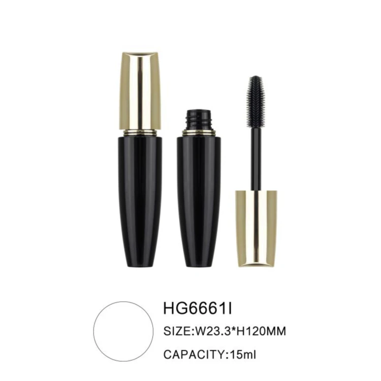 holographic pink green frosted customize low moq oem black and golden empty mascara tubes with brush