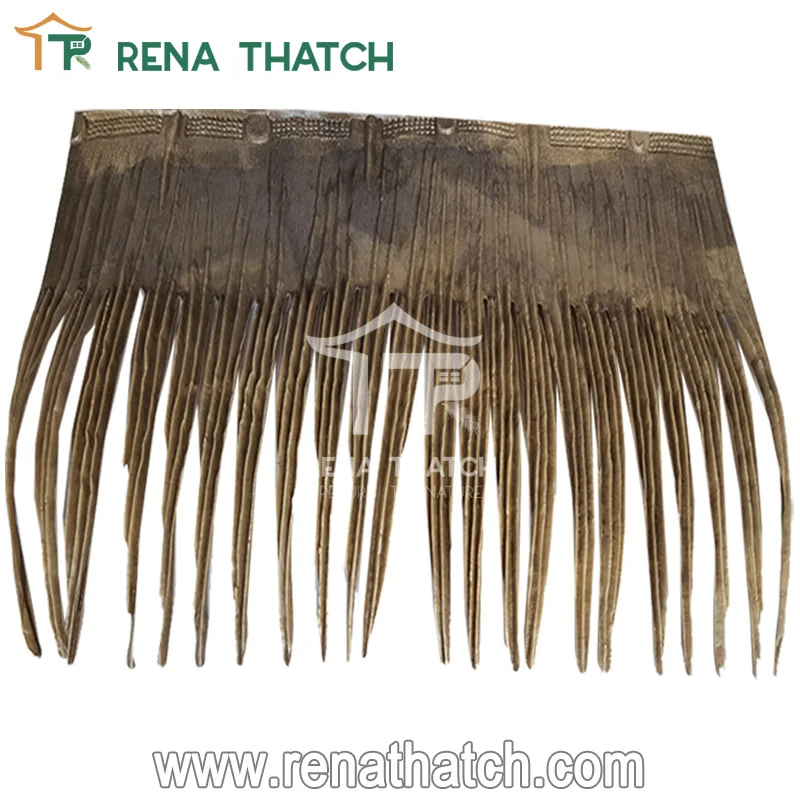 Fire resistant long lasting artificial thatch palm synthetic plastic palm panel waterproof synthetic HDPE palm leaves roof