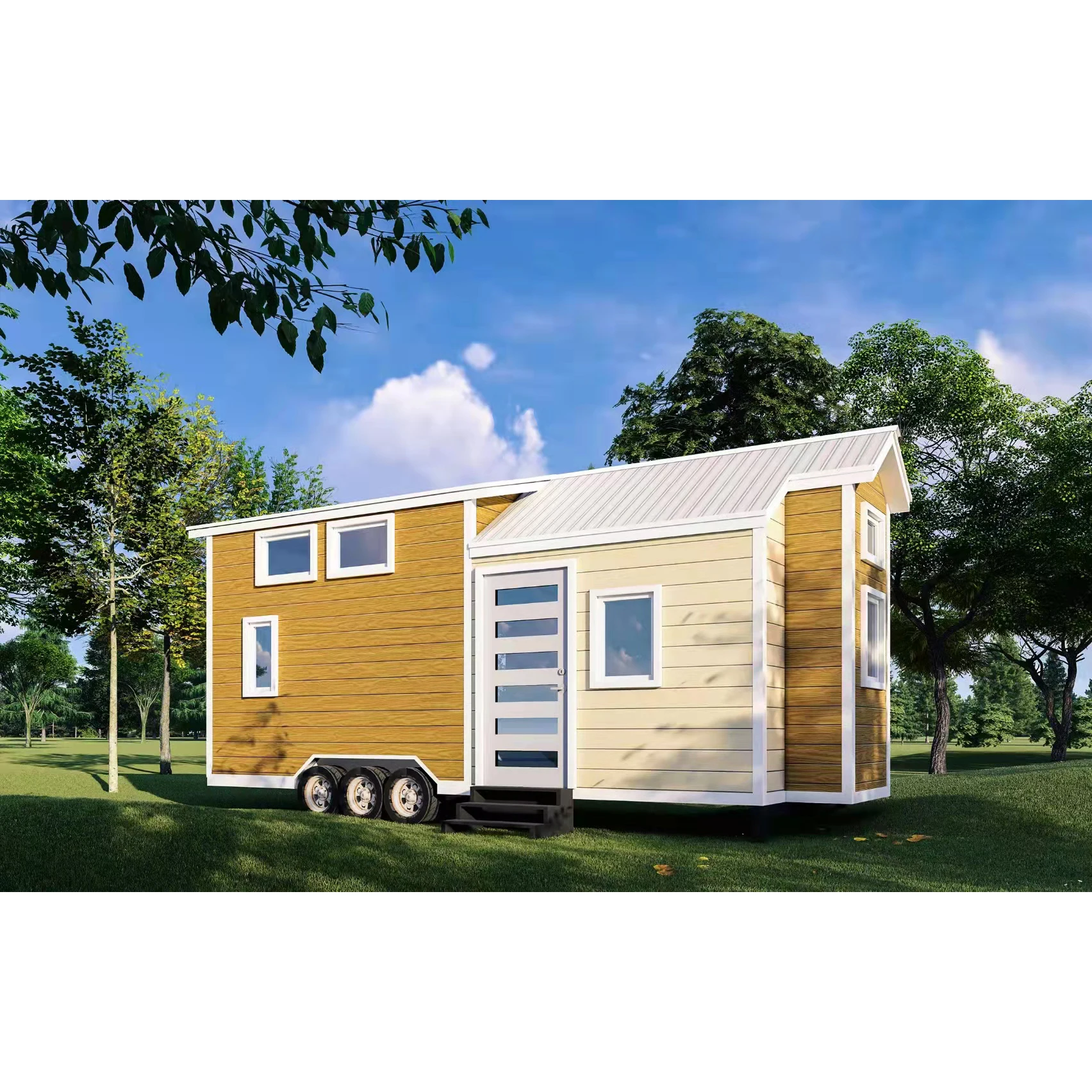 Fold-Out Portable Shipping Container Home Cheap Tiny House Cabin Box on Wheels Price
