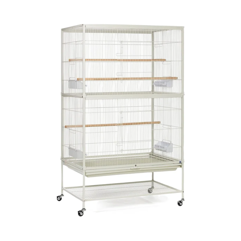 Prevue Pet Products Wrought Iron Large Birdcage Metal Crate Solid Pattern Flight Cage Stand Dogs Button Kennel/Carrier Chalk