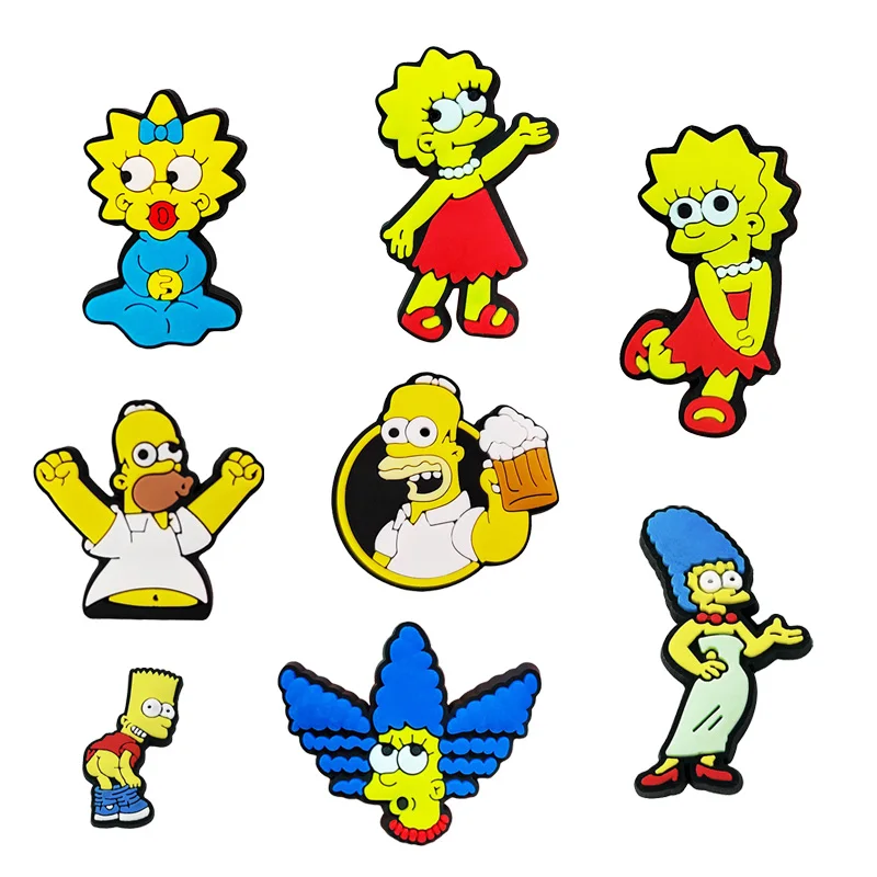 Hot Sell Mix Styles Shoes Decoration Accessories Buckle Rubber Soft PVC Wholesale Custom Cartoon Simpsons Shoe Charms