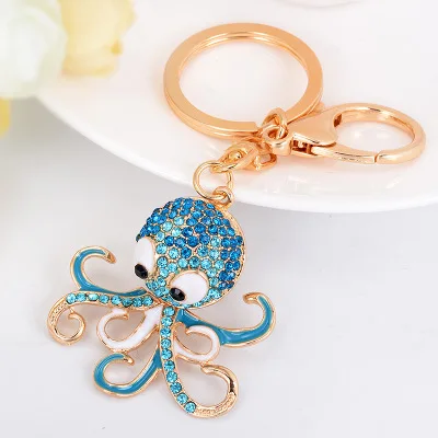 Factory main product squid shaped unique design octopus shaped sea animal metal keychain