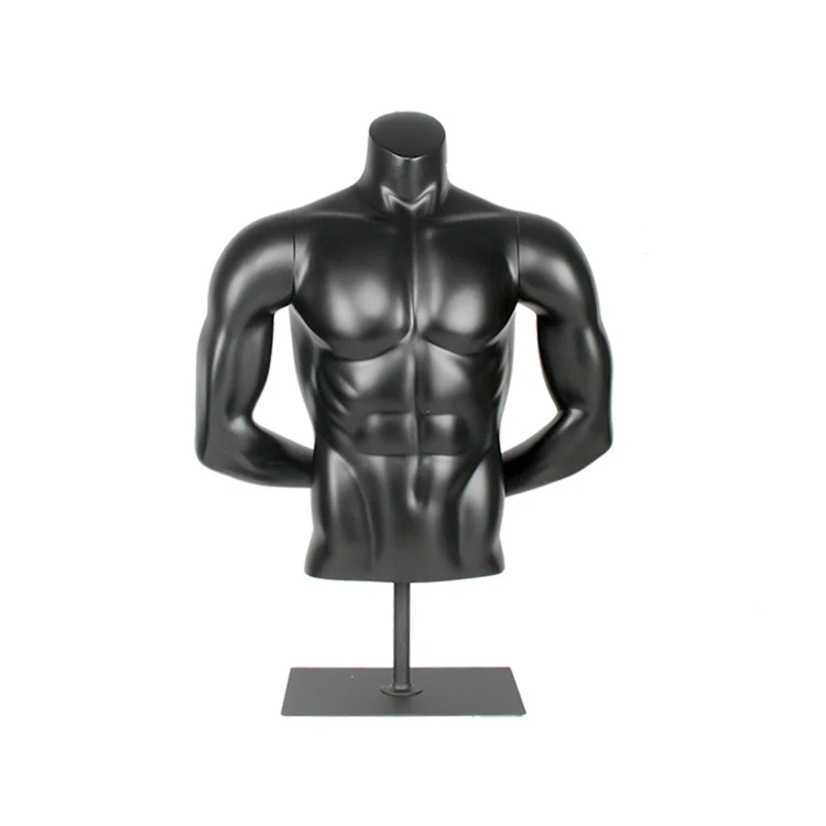 hot selling sportsman clothing black half body big muscle male bust dummy manikin mannequin torso man half size sport