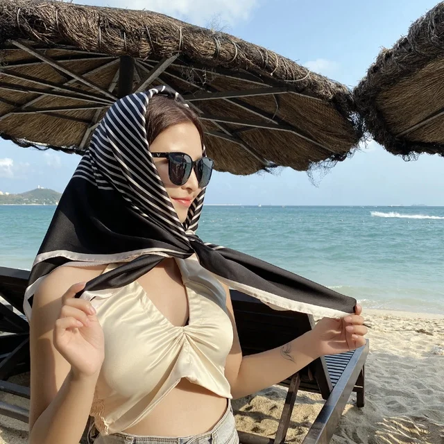 Satin decorative pocket square 90cm quality pocket square ladies scarf professional elegant Shawl Sun Protection