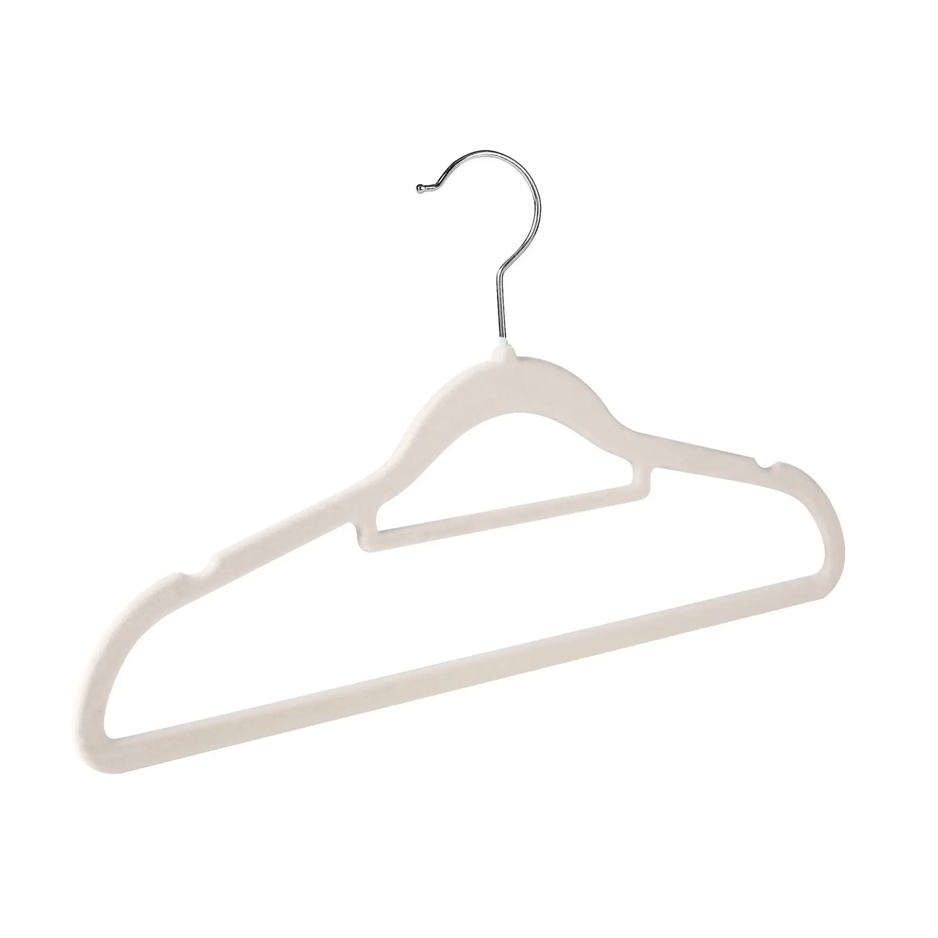 Wholesale Black white grey pink Flocked Velvet Plastic Hanger with Tie Bar for Clothes