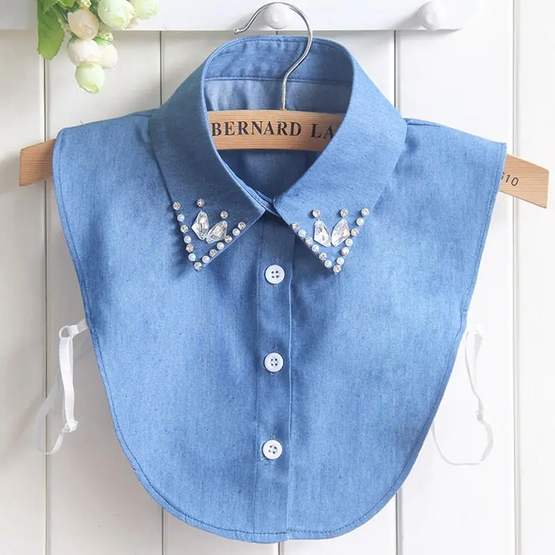 Stylish embroidery half shirt detachable fake collar Women Sleeveless Dickey Collar for dress