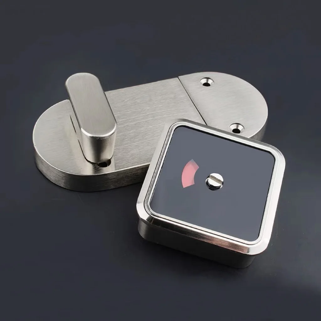 High Grade Heavy Duty Cubicle Hardware Accessory Golden Black Zinc Alloy Turn Lock Toilet Door Indicator Locks For Restroom