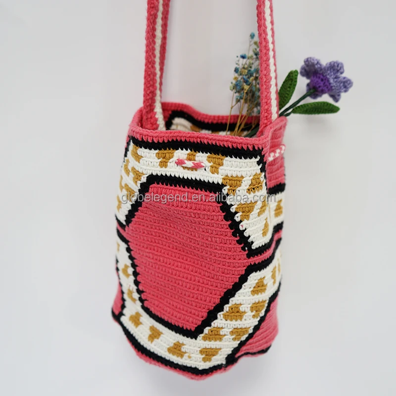 Crossbody Handbag Bolso Wayuu Mochila Crochet Shoulder Handicraft Cotton bucket bag women