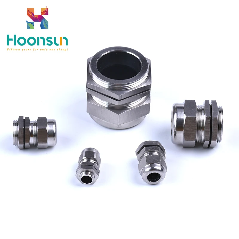 Hoonsun IP68 waterproof stainless steel cable gland connector pg13.5 metric metal brass cable gland silicon rubber