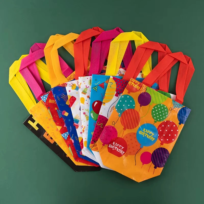 Custom Logo Recycled Eco Non-woven Tote Bags Fabric Gift Package Kids Child Waterproof Storage Reusable Pouch Party Favors