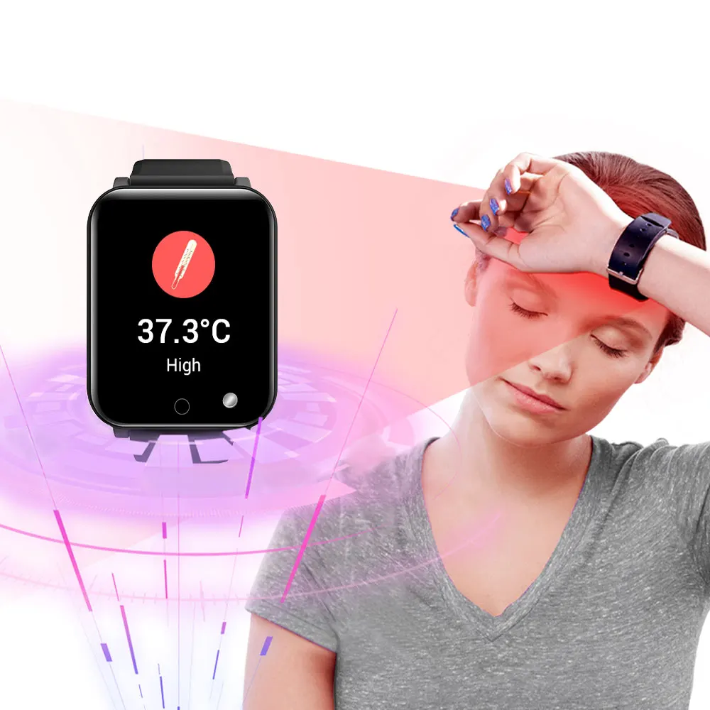 SpO2 Blood Pressure and Heart Rate IP67 Waterproof Step Counter temperature Smart Watch