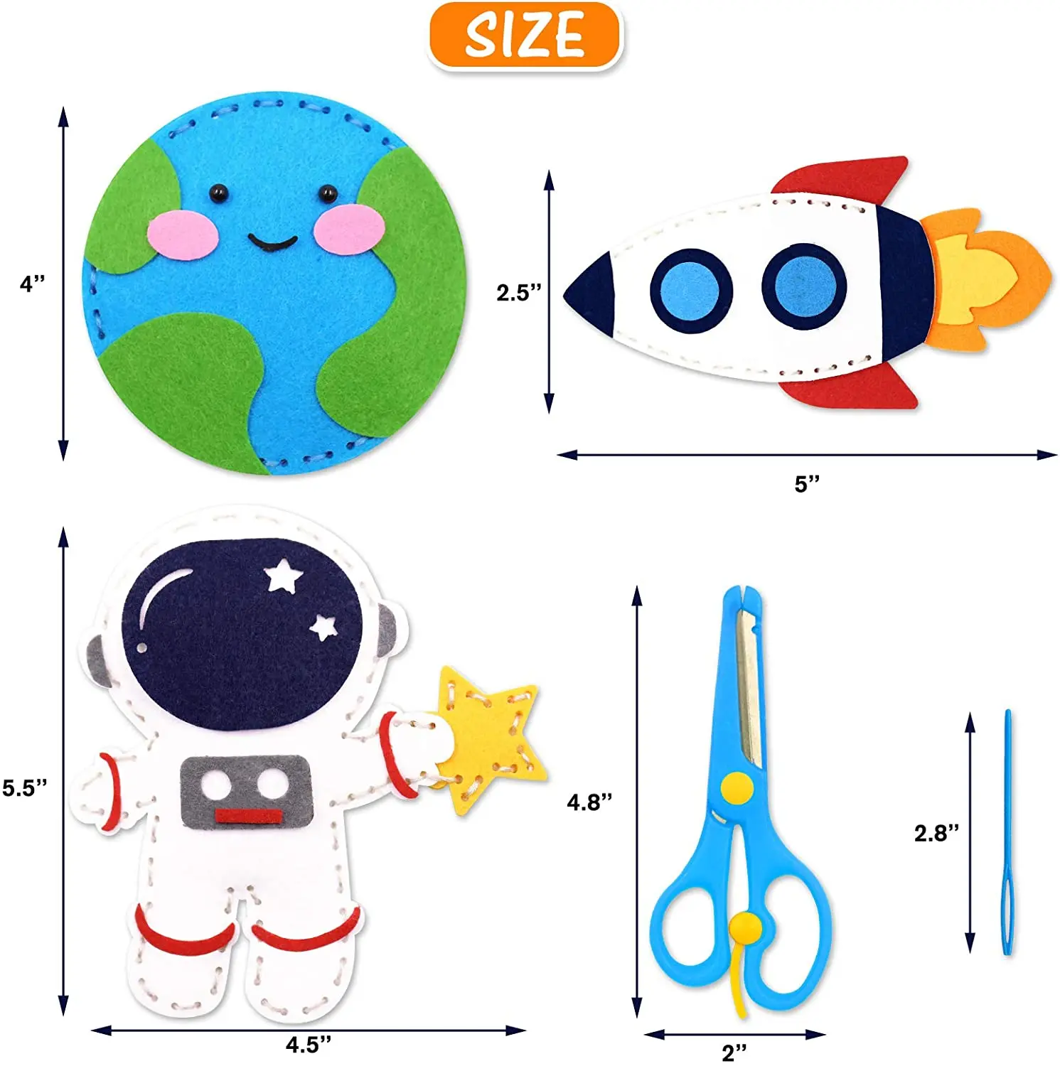 
Space Sewing Kit for Kids Solar System DIY Activity Felt Art Craft Supplies for Girls and Boys Educational Beginners Sewing Set 