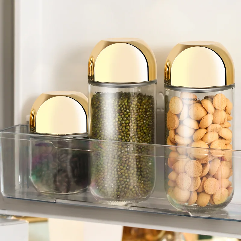 Eco-friendly sodium calcium glass cookie candy honey food glass storage jar with airtight lid storage tank Storage