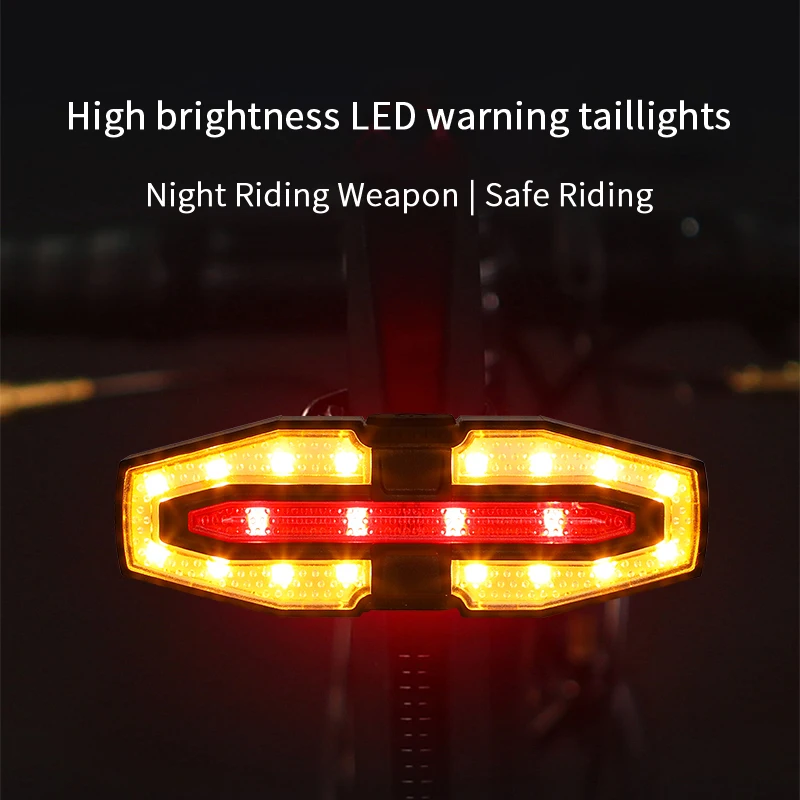 Rechargeable Bike Tail Light with Turn Signals Warning Bike Lights Wireless Remote Control Cycling Back Light for Night Riding