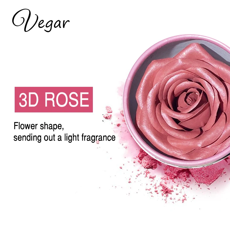 OEM Wholesale 3D Rose Blush Long Lasting Face Shinning Cheek Flower Petals Blush Face Glitter Rose Blusher