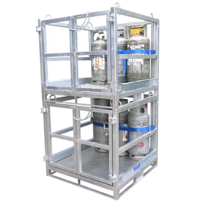 Stackable metal wire mesh lpg propane gas bottle oxygen cylinder customized storage cages for forklift