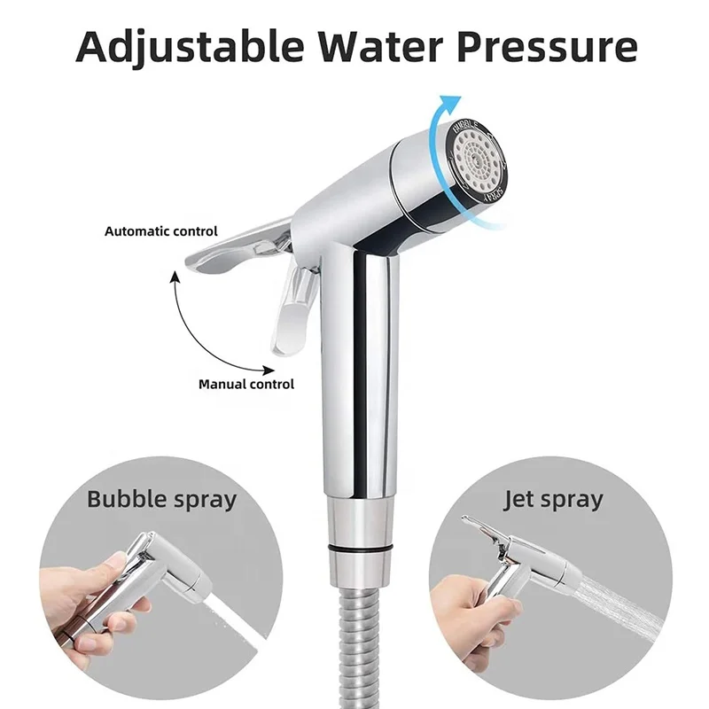 Bathroom 2 Mode Spray Water Clean Chrome ABS Handheld Bidet Sprayer for Toilet