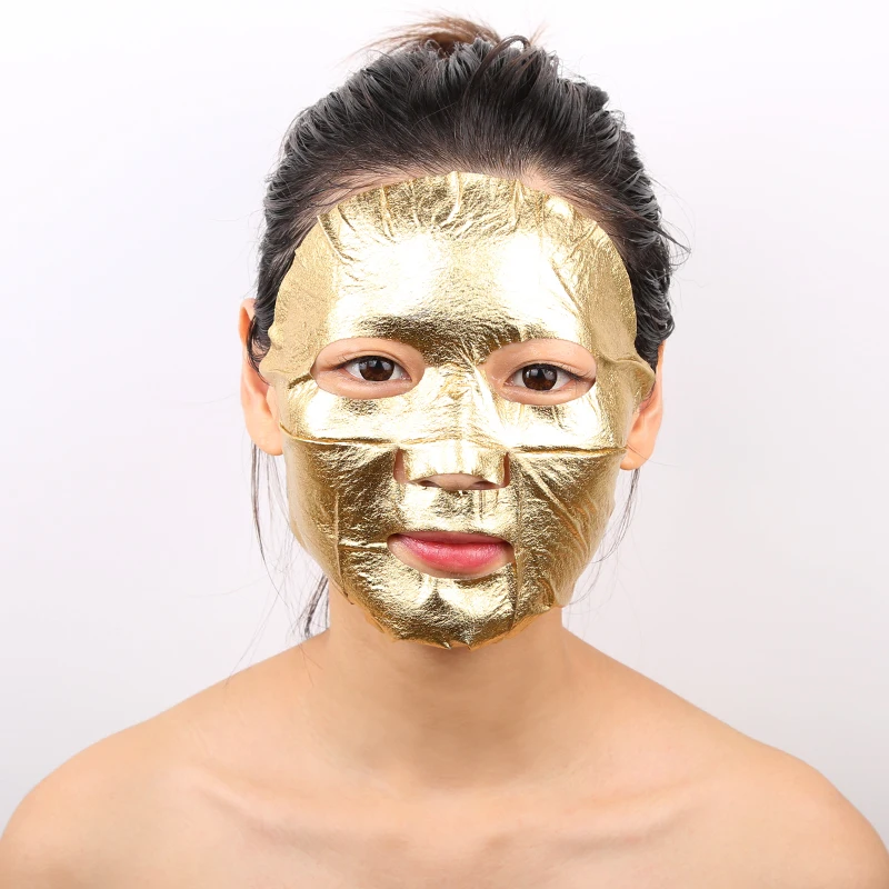Chinese 24 K Golden Whitening Anti-Wrinkle Printed Images Moisturizing Nail Gold Foil Sheet Organic Facial Mask