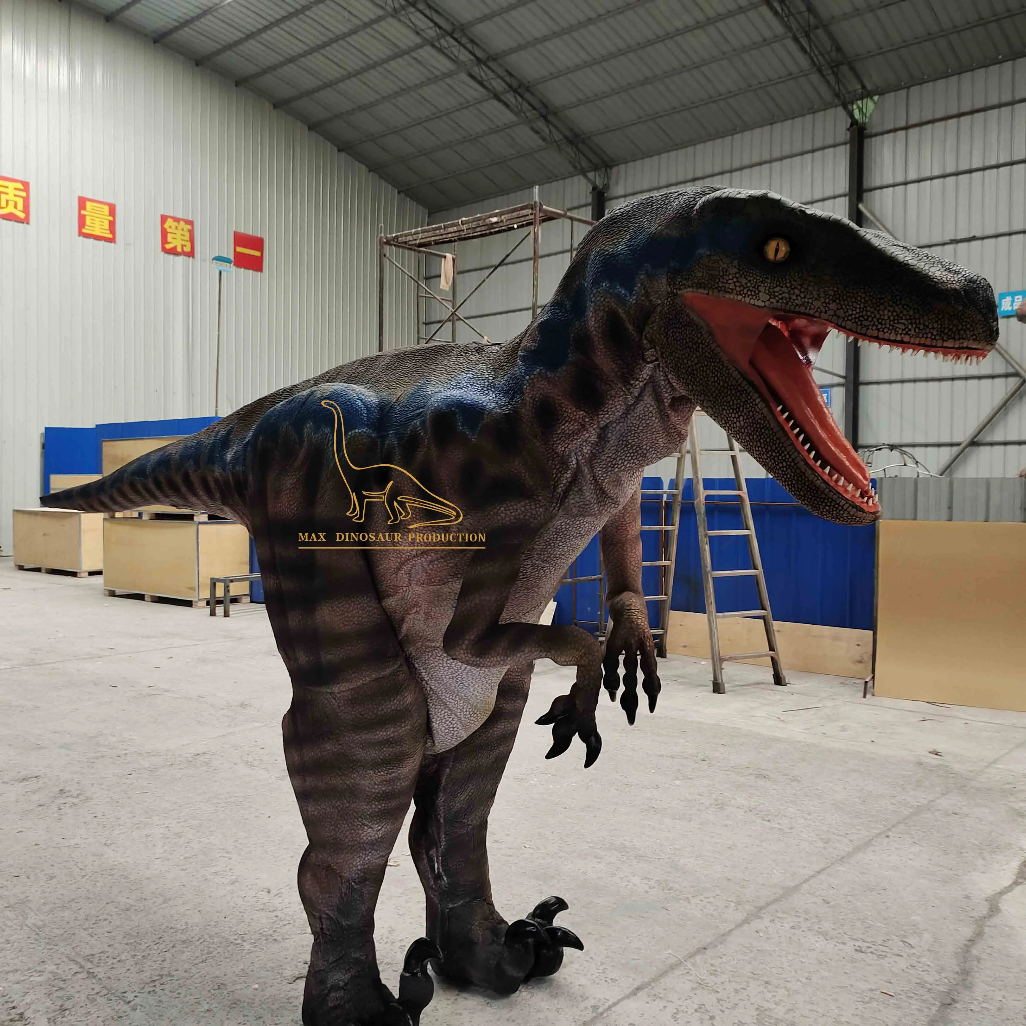 Jurassic Amusement Park Velociraptor Costume Lifelike Black Raptor Costume