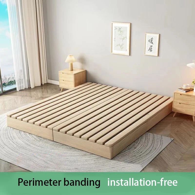 Nordic Modern Minimalist style solid wood bed without bed head tatami Floor Sleeping Bed frame