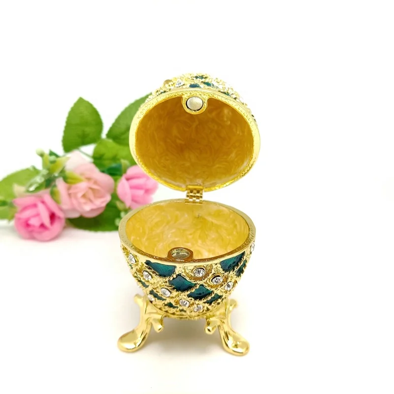 Enamel Pewter Metal Easter Egg Trinket Boxes Jewelry Box Metal Gift Box Home Decorative