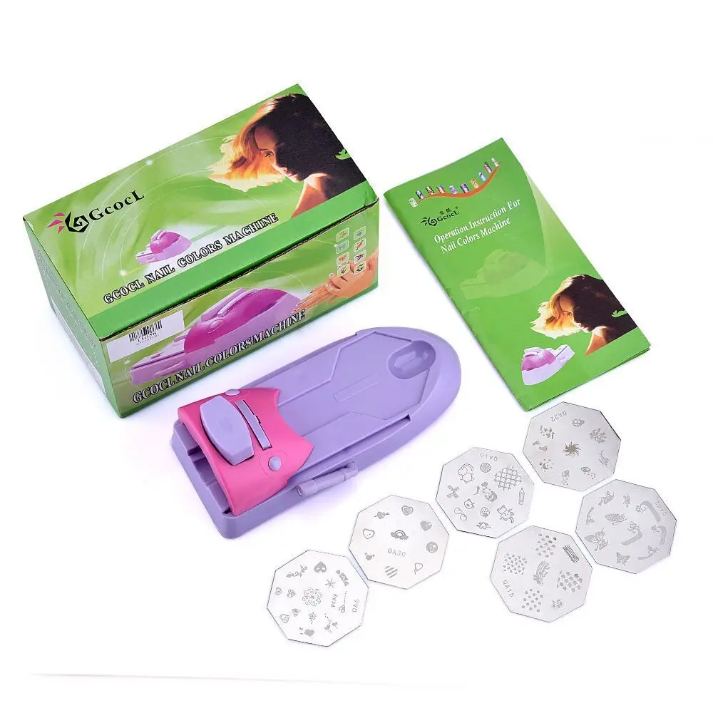 New Nail Art DIY Pattern Printing Manicure Machine with 6pcs Metal Stamp Stamper Nail Tools Color Draw Polish Nail Printer Tool
