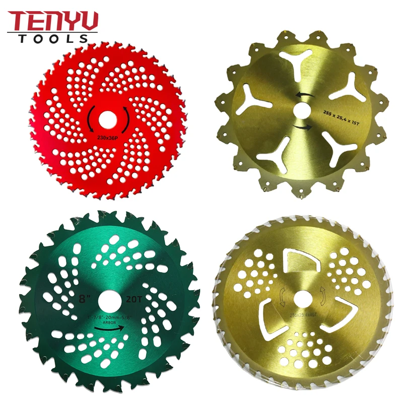 10 inch 255mm 40T 80T 2 teeth 4t 36 Teeth 3Teeth brush grass round alloy cutting machine with circular blade
