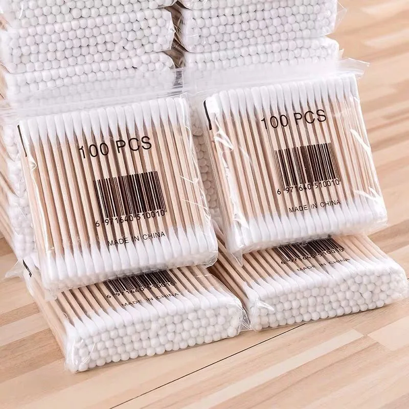 2023 Makeup cotton swabs disposable 100 pcs medical cotton swabs double headed cotton buds wholesale