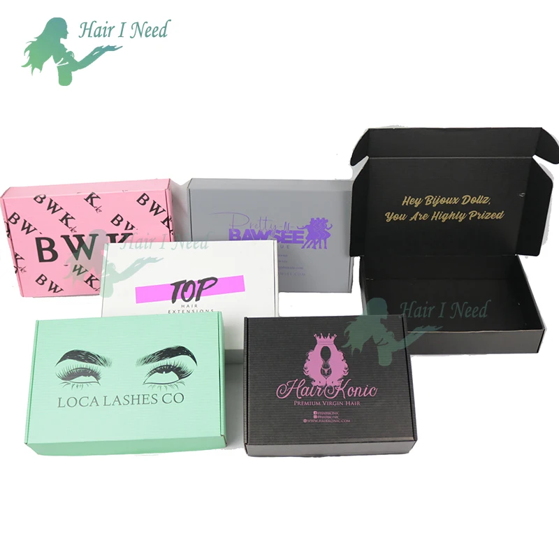 Luxury corrugated mailer box with stickers can be printed any color logo for hair packaging