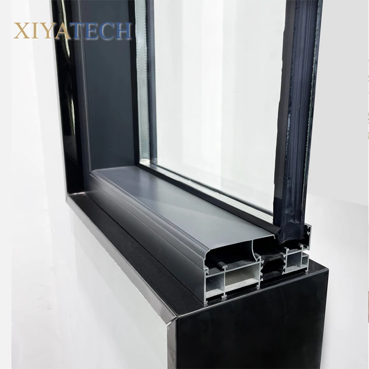 Steel framed arched fixed wooden window with tempered glass