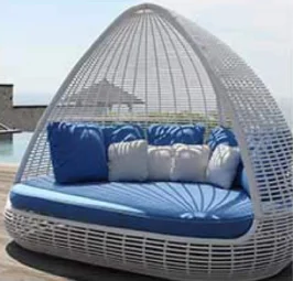 Outdoor Furniture Rattan Round Daybed Style Sunbed Aluminum Garden Modern Frame Lounger Beach Rattan Pool Canopy Kraft Wrapping