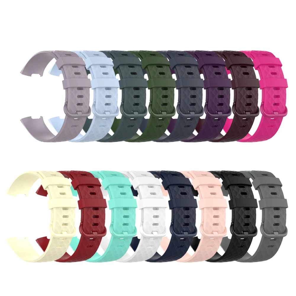 Color Buckle Replacement Comfortable Rubber Silicone Luxury Watch Band For Fitbit Charge 4 4 Se 3 3