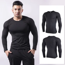 Brand New Fitness Men Seamless Tight Long Sleeve T Shirts Running Sports Gym wear Compression T Shirt For Wholesales