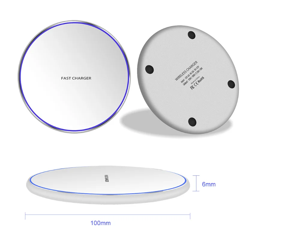 Wholesale price Ultra Thin Fast Long Distance 10w Round Mirror QI Charging Wireless Charger for Smart Phone
