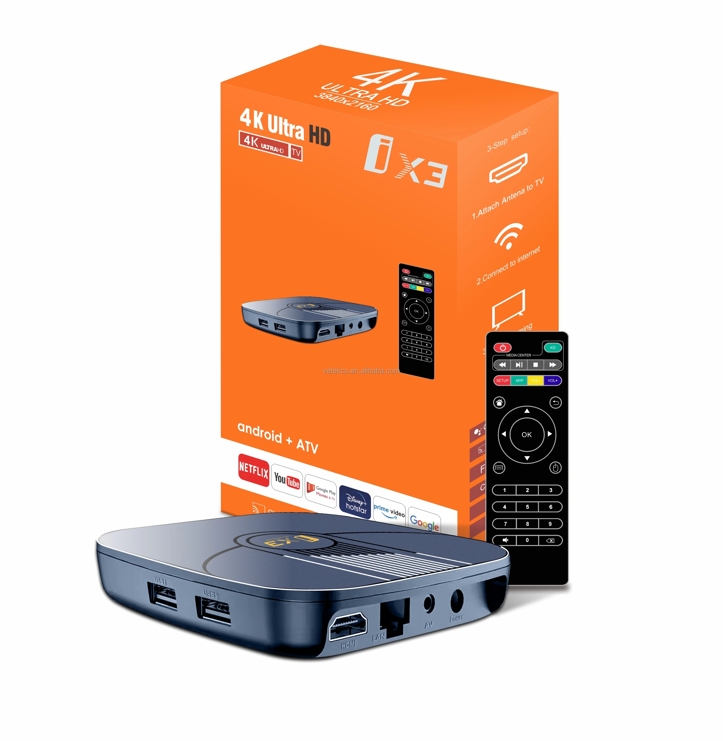 ATV TV Box 4K медиаплеер Android 13 Wifi 2GB 16GB с голосовым пультом 4k smart tv приставка