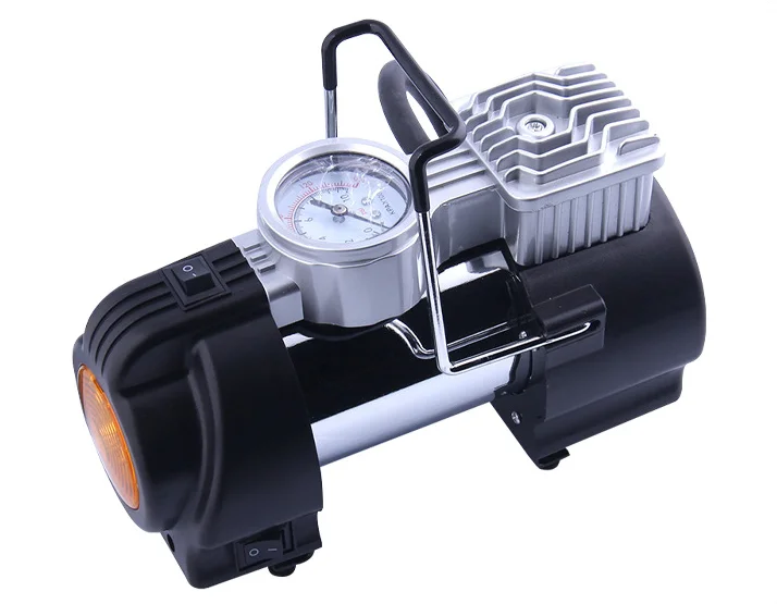 Air Compressor Tire Inflator Portable Double Cylinder Tire Inflator Tire Pump with Air Gauge for Car Bicycle Balls 12V dc