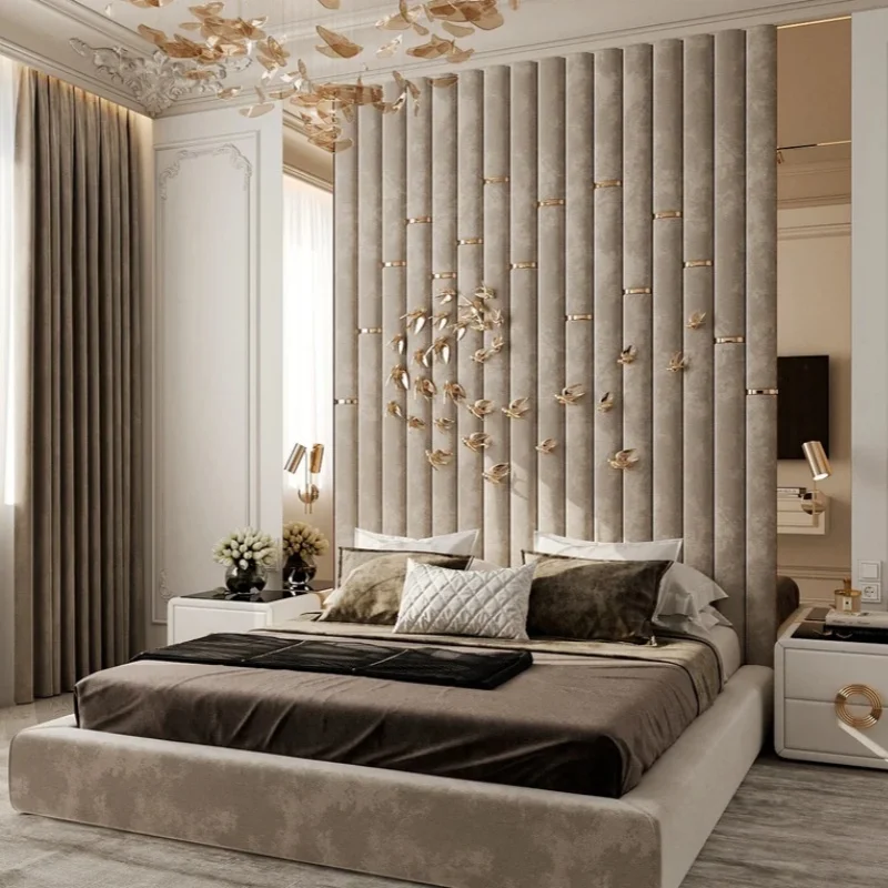 HJ HOME Personalized Twin Double Queen King Bedroom Headboard Custom Made Upholstered Gold Metal Decor Art Wall Panels