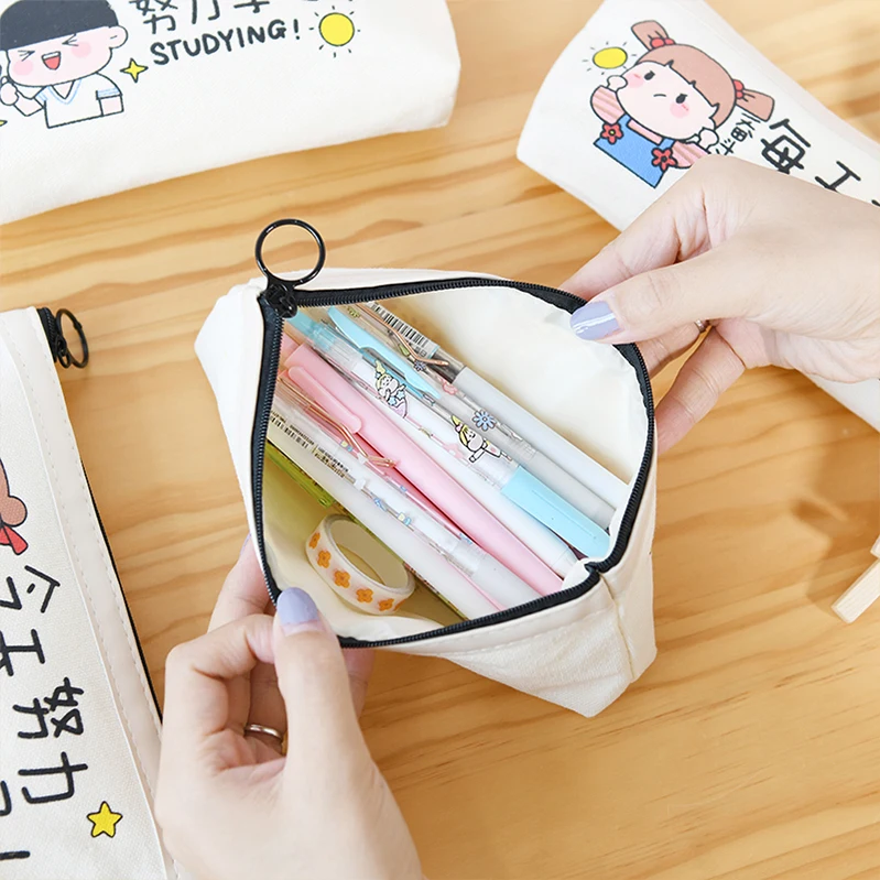 cute design cotton pen Bag Travel pencil Bag case pouch custom design cotton pencil bag for stationery