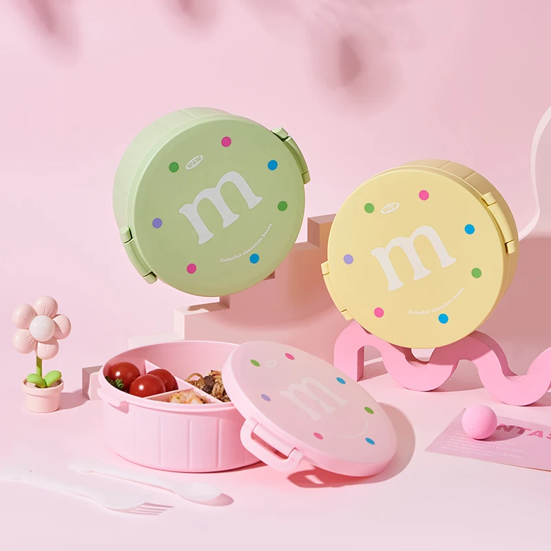 BPA Free 3 Compartment Tiffin Box Microwave Safe Reusable Plastic Bento Kids Lunch Boxes Cutlery High Storage Baby Kitchen Use