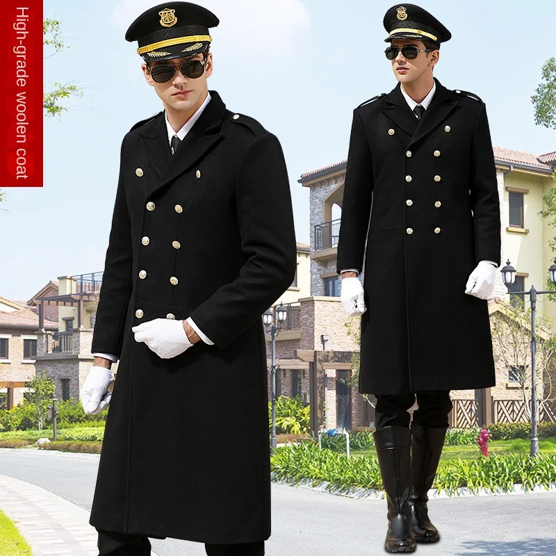 Мужское зимнее шерстяное пальто средней длины