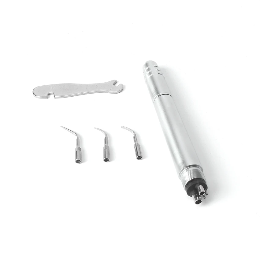 Dental Air Scaler Handpiece 2 Holes 4 Holes High Frequency Pneumatic Scaler with 3 Tips Polisher Flow
