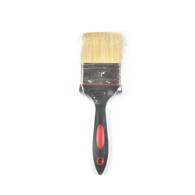 wholesale Paint Brush With long  Rubber Plastic handle white bristle filament