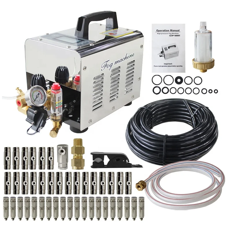 Digital Timer Outdoor Misting Cooling System-1L/min Fog Machine Stainless Steel Cover Water Spray Machine Outdoor Irrigation