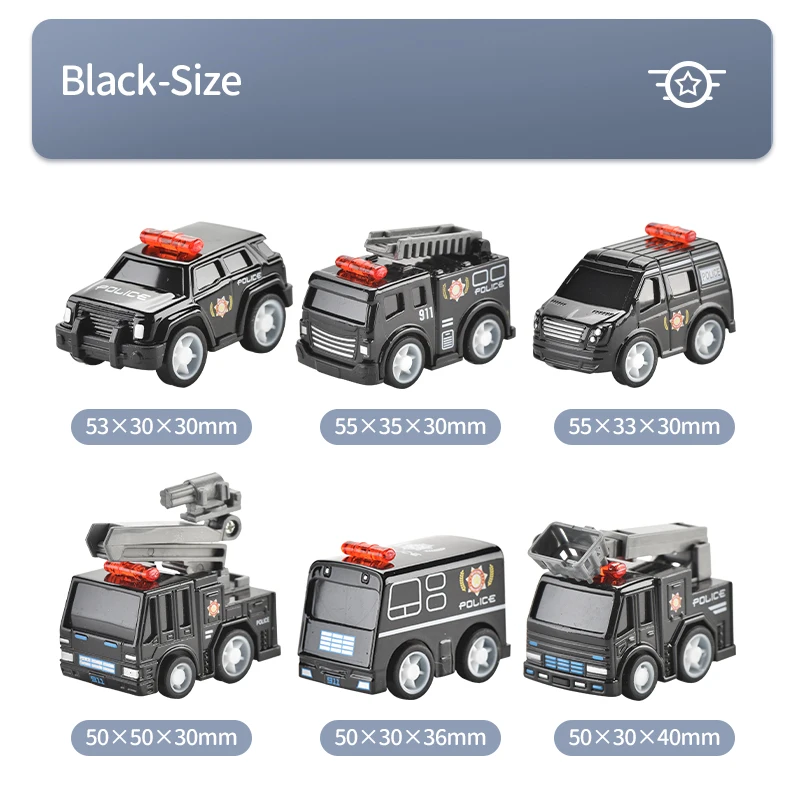 KYK Car 24 PCS AllOY Body DISPLAY gift box mini Q version Pull-Back Die cast fire truck model