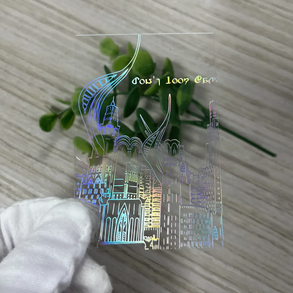 Frosted Matte Paper Business Cards with Gold Holographic Silver Foils Embossed Rounded Corners for Gift Bookmark